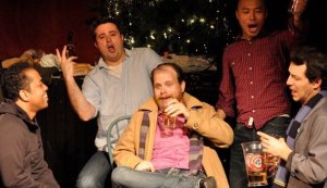 Photograph of the bohemians and their landlord