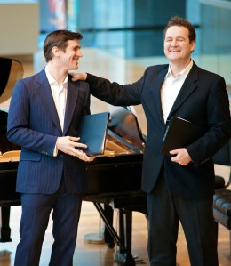 Christopher Enns (left) with baritone Russell Braun in a February 2012 concert (Photo: Karen Reeves)