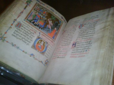 Here's what an illuminated book can look like. This is from the AGO show of early Renaissance art that just opened.  (photo: Leslie Barcza)