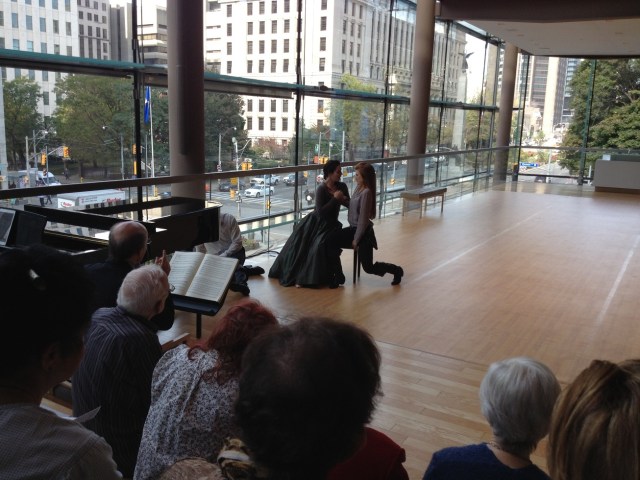 Morgana (Mireille Asselin)  pursues Bradamante (Wallis Giunta)