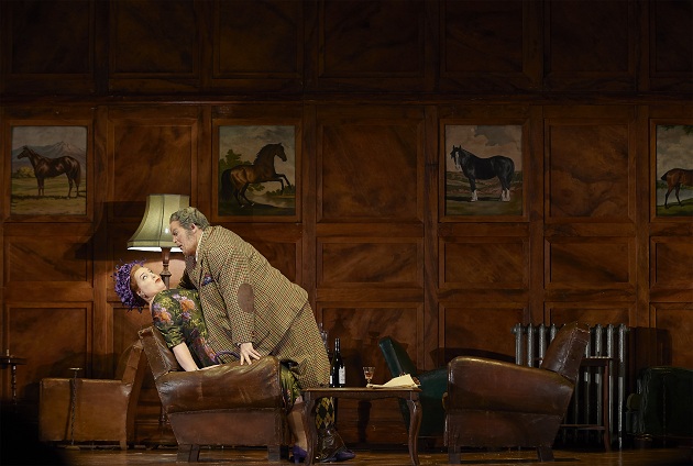 Marie-Nicole Lemieux as Mistress Quickly and Gerald Finley as Sir John Falstaff in the Canadian Opera Company production ofFalstaff, 2014. Photo: Michael Cooper 