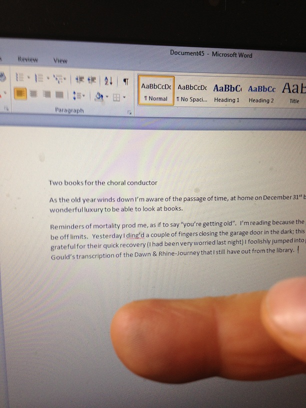 Finger selfie.  The middle finger --shown-- has the worst swelling, roughly an additional half centimeter. 