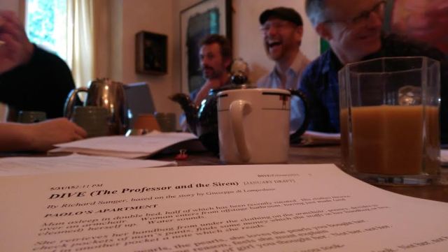 Richard Sanger's adaptation of Giuseppe Di Lampedusa’s “The Professor and the Siren” sits among an admiring group of artists.