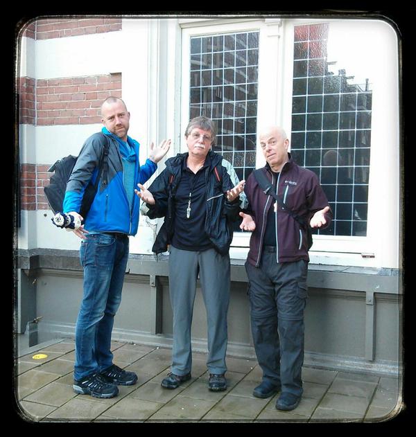 Jon Welmers, Fred Bunting, Chris Walroth. The window behind us is the loading door for Concertgebouw