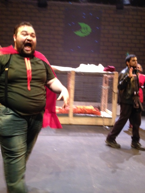 Brandon Goncalves, taking no prisoners as Clarin, alongside Jameel Baker as Astolfo