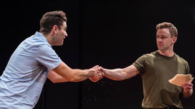 Danny Ghantous (left) and Morgan David in Factory Theatre's recent A Line in the Sand (photo: Dahlia Katz)